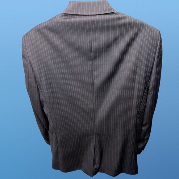 Hart Schaffner Marx For Nordstrom Men’s Size 42 R 2 Button Navy Blue Stripe - Picture 9 of 10